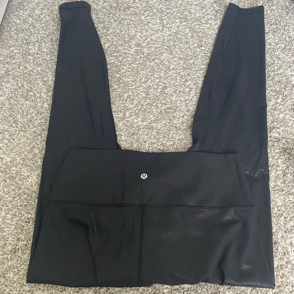 LULULEMON-black metallic leggings size 10 - Picture 2 of 3